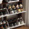 Modern Freestanding Shoe Storage Cabinet With 4 Flip Drawers - Walnut - Image 13
