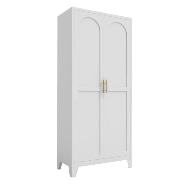 2 Shapely Doors Cabinet, Metal Storage Cabinet With Doors And Adjustable Shelves, For Bedroom, Living Room, Kitchen - White