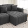 Jessica - Lamb Wool Right Facing Sectional Sofa With Chaise - Dark Gray - Image 10