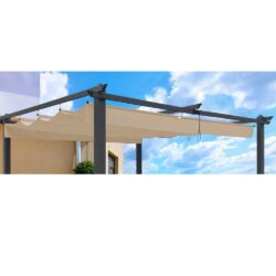 Replacement Canopy Top Fabric For 10X10 Ft Outdoor Patio Retractable Pergola Sunshelter Pergola Canopy - Khaki