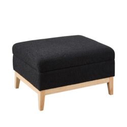 Upholstered Storage Ottoman With Reversible Lid Coffee Table, Foot Stool Square Footrest With Rubberwood Legs For Living Room Bedroom Entryway And Office - Black