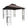 10 X 10 Ft Patio Gazebo Tent With Ventilated Double Roof And Mosquito Net - Brown - Image 13