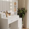 43.31" Newly Designed Smart Mirror Dressing Table With Drawers And Storage Cabinet, Dressing Table With Dressing Pad For Bedroom, Dressing Room - White - Image 7
