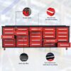 Workbench With Storage Drawers (25 Drawers) - Red - Image 2