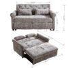 3 In 1 Loveseat Sofa Bed Chenille Fabric Pull Out Couch Sleeper Full Back Frame, Seat Frame, Armrests & 2 Pillows - Light Gray - Image 3