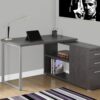 Computer Desk, Home Office, Corner, Left, Right Set - Up, Storage Drawers, L Shape, Laptop, Contemporary & Modern - Gray - Image 3