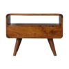 Mini Curved Media Unit With 2 Drawers - Chestnut - Image 9