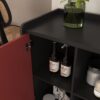 Sideboard Buffet Cabinet With Doors And Unique Panel Styling - Black / Red - Image 11