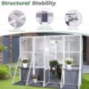 Greenhouse, Wooden Lean To Greenhouses For Outdoors, Heavy Duty Walk In Green House For Outside Winter, Large Hot House For Sunroom Storage Shed, Garden, Backyard - White / Gray - Image 5