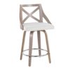 Charlotte - Farmhouse Fixed Height Counter Stool & Swivel With Round Footrest (Set of 2) - Light Gray / Cream - Image 2