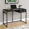 Computer Desk For Home Office, Laptop, Storage Drawer, Marble Look Contemporary & Modern - Black - Image 3
