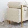 Elegant Upholstered Linen Storage Bench With Cylindrical Arms And Iron Legs - Beige - Image 6