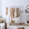 Heavy Duty Double Clothing Garment Rack With Shelves - Silver - Image 11