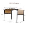 12 X 9 Ft Outdoor Patio Pergola Gazebo Steel Frame Sun Shelter With Retractable Canopy & - Beige / Brown - Image 3