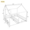 Metal Twin Size House Platform Beds 2 Shared Beds - Antique White - Image 3
