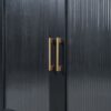 Queen Murphy Bed With Frosted Glass Doors Design, Fake Drawers, Metal Legs - Black - Image 11