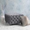 Modern Glam Velvet Ottoman With Button Tufted Diamond Stitch Design - Gray - Image 4