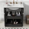 Freestanding Bathroom Vanity Combo With Ceramic Sink Shaker Style Vanities 2 Doors And 2 Drawers - Black - Image 6