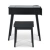 Makeup Vanity Desk With Flip Top Mirror And LED Light, Dressing Table With Charging Station, 2 Drawers And Fold Up Panel, Vanity Set With Cushioned Stool For Bedroom - Black - Image 16
