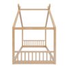 Twin Size Montessori Style House Bed For Kids, Floor Bed Frame With Headboard And Footboard, Fence Bed For Girls, Boys, Slat Not Included - Natural - Image 7