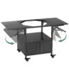 Outdoor Grill Table For Big Egg Style Bbq Metal Grill Cart With 2 Folding Panels Metal - Black - Image 2