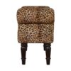 Leopard Print Velvet Bench - Walnut - Image 8