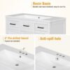Bathroom Vanity Cabinet With Resin Integrated Sink 4 Drawers, 2 Doors - White - Image 10