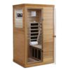 Red Cedar Mini 1 Person Far Infrared Glass Door On The Left Of The Indoor Sauna Room - Natural Wood / Caramel - Image 4