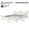 Queen, Cozy Bouce Upholstered Bed Dreamy Bedroom Addition, Boucle Fabric - White - Image 8