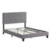 Queen Size Upholstered Platform Bed Frame With Button Tufted Linen Headboard, No Box Spring Needed, Wood Slat Support - Gray - Image 4