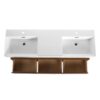 Modern Wall Mounted Bathroom Vanity With Dual Resin Sink And Soft Close Drawers - Brown Ebony - Image 16