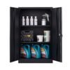 Metal Storage Cabinet With Locking Doors And Adjustable Shelf, Folding Filing Storage Cabinet, Folding Storage Locker Cabinet For Home Office, School, Garage - Black - Image 5