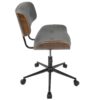 Lombardi - Mid-Century Modern Adjustable Office Chair With Swivel - Walnut / Gray - Image 3