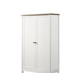 Claire - Storage Cabinet With Oak Accent Finish And Framed Slatted Panel Design - White
