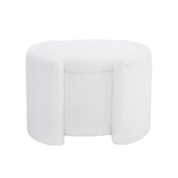Cozy Boucle Storage Ottoman: Stylish Comfort With Hidden Storage - White