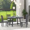 Modern Farmhouse 5 Piece Wood Dining Table Set With Extendable Round Table And 4 Chairs - Gray - Image 2