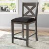 5 Pieces Counter Height Rustic Farmhouse Dining Room Wooden Bar Table Set With 2 Stools And 2 Chairs - Gray - Image 9