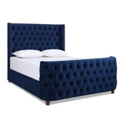 Brooklyn - Queen Tufted Panel Bed Headboard And Footboard Set - Navy Blue