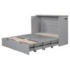 Full Size Murphy Bed With Drawer And A Set Of Sockets & USB Ports, Pulley Structure Design - Gray - Image 12