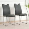Modern Dining Chair (Set of 2), Upholstered With Cloth And Electroplated Metal Legs For Home Furniture - Charcoal Gray - Image 2