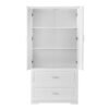 Tall Bathroom Storage Cabinet, With Two Doors And Drawers, Adjustable Shelf, MDF Board - White - Image 19