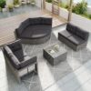 Elegant Patio Furniture Set Outdoor Daybed Rattan Sectional With Cushions And Center Table - Gray - Image 15