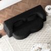 Modern Floor Sofa With 2 Pillows, Convertible Teddy Fabric Foam Filled Sleeper Sofa Bed, Full Size Folding Mattress For Living Room Guest Bed, Playroom, No Assembly Required - Black - Image 8