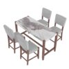 5 Piece Counter Height Dining Set, Faux Marble Bar Table With 4 Upholstered Chairs, Mid Century Style For Kitchen - White / Gray - Image 15