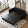 Pull Out Sofa Bed, 3 In 1 Convertible Sleeper Sofa With Nailhead Trim & Rolled Arm, Multi Functional Sofa Bed For Living Room, Bedroom, Apartment, Office - Black - Image 4