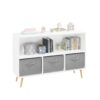 Kids Bookcase With Collapsible Fabric Drawers, Children's Book Display, Toy Storage Cabinet Organizer - White / Gray - Image 17