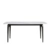 70.87" Modern Artificial Stone Curved Black Metal Leg Dining Table, Can Accommodate 6-8 People - White / Black - Image 3