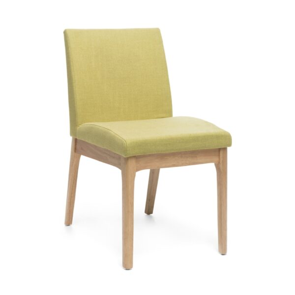 Contemporary Fabric Dining Chairs (Set of 2) - Green / Natural Oak