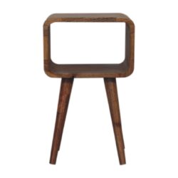 Mini Curved Open Bedside Table - Brown Oak