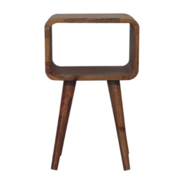 Mini Curved Open Bedside Table - Brown Oak